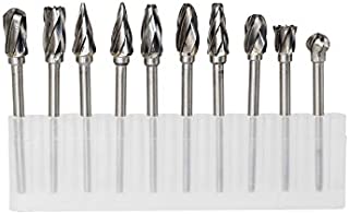 YUFUTOL 1/8 inch Carbide Burr Set - 10pcs Aluma Cut Carbide Rotary Burrs for Aluminum 3mm Shank Fits Die Grinder Drill for Woodworking,Drilling, Aluminum Craving,Engraving, Polishing