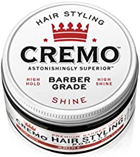 Cremo Premium Barber Grade Hair Styling Shine Pomade, High Hold, High Shine, 4 Oz