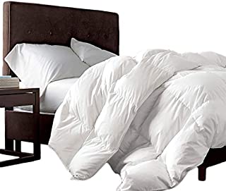 Luxurious King/California King Size Siberian Goose Down Comforter, 1200 Thread Count 100% Egyptian Cotton, 50 oz Fill Weight, 1200TC, White Solid