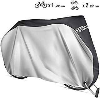 Favoto Bike Cover Waterproof Outdoor Bicycle Cover Thicken Oxford 29 Inch Windproof Snow Rustproof with Lock Hole Storage Bag for Mountain Road Bike City Bike Beach Cruiser Bike (Silver)