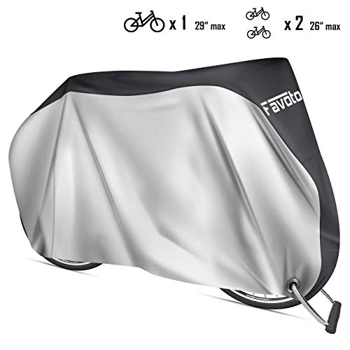 Favoto Bike Cover Waterproof Outdoor Bicycle Cover Thicken Oxford 29 Inch Windproof Snow Rustproof with Lock Hole Storage Bag for Mountain Road Bike City Bike Beach Cruiser Bike (Silver)