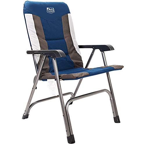 Timber Ridge Camping Folding Chair High Back Portable with Carry Bag Arm Chair Easy Set up Padded for Outdoor, Lawn, Garden, Lightweight Aluminum Frame, Support 300lbs