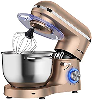 Aucma Stand Mixer,6.5-QT 660W 6-Speed Tilt-Head Food Mixer, Kitchen Electric Mixer with Dough Hook, Wire Whip & Beater (6.5QT, Champagne)