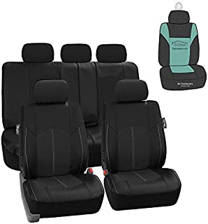 FH Group PU008115 Highest Grade Faux Leather Seat Covers (Black) Full Set with Gift - Universal Fit