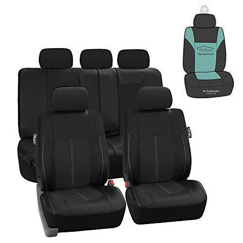 FH Group PU008115 Highest Grade Faux Leather Seat Covers (Black) Full Set with Gift - Universal Fit