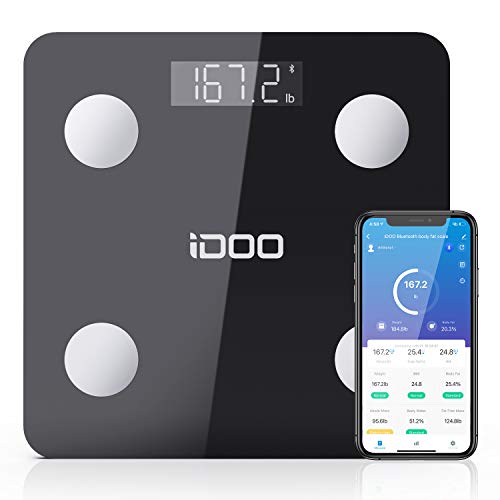 Smart BMI Scale, iDOO Bluetooth Body Fat Scale Tracks 13 Measurements, Digital Bathroom Weight Scale with Baby Mode, Body Analyzer for Weight, Body Fat, Muscle Mass, BMI, Water, 396lbs