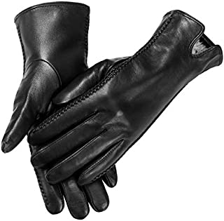 Winter Leather Gloves for Women, with Full-Hand Touchscreen Featured, Warm Driving Gloves, Black