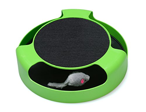 FYNIGO Cat Interactive Toys with a Running Mice and a Scratching Pad,Catch The Mouse,Cat Scratcher Catnip Toy,Green