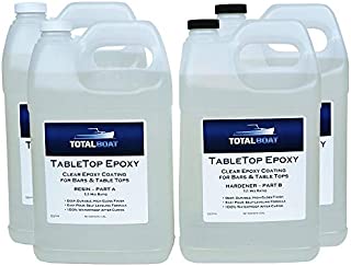 TotalBoat Epoxy Resin Crystal Clear - 4 Gallon Epoxy Resin & Hardener Kit For Bar Tops, Table Tops & Countertops | Pro Epoxy Coating For Wood, Concrete, Art