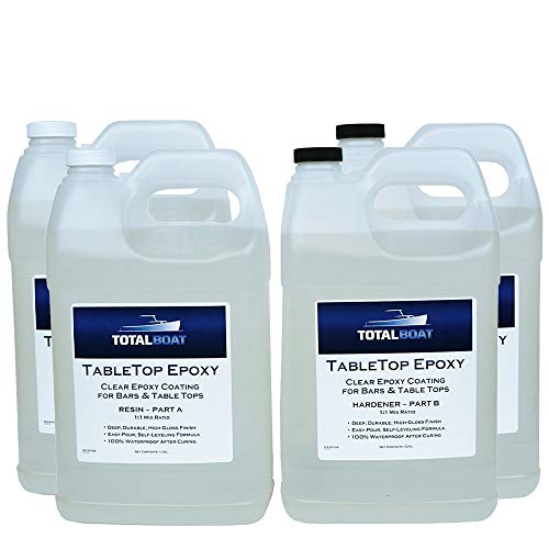 TotalBoat Epoxy Resin Crystal Clear - 4 Gallon Epoxy Resin & Hardener Kit For Bar Tops, Table Tops & Countertops | Pro Epoxy Coating For Wood, Concrete, Art