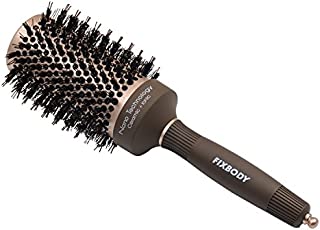 FIXBODY Boar Bristles Round Hair Brush, Nano Thermal Ceramic & Ionic Tech & Anti-Static, Roller Hairbrush for Blow Drying, Curling, Straightening, Add Volume & Shine (3.3 inch, Barrel 2 inch)