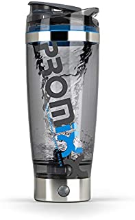 PROMiXX iX-R Electric Shaker Bottle, Powerful Mixer for Smooth Shakes & Supplements. 20oz Tumbler is BPA Free, Odor & Stain Resistant and Includes Built-in Supplement Storage. (Blue)