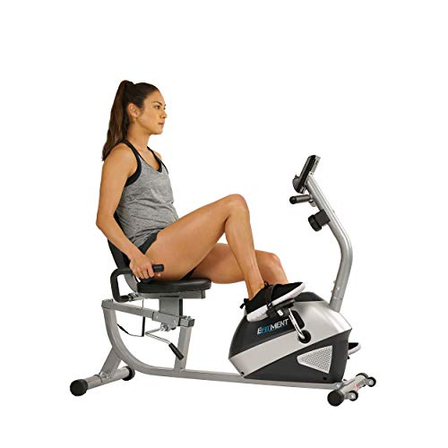 EFITMENT Magnetic Recumbent Bike Exercise Bike with High Weight Capacity, Easy Adjustable Seat, LCD Monitor with Pulse and Phone Holder - RB034