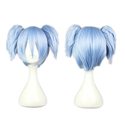 Kadiya Cosplay Wig Short Ice Blue Pigtails Synthetic Hair Top Quality