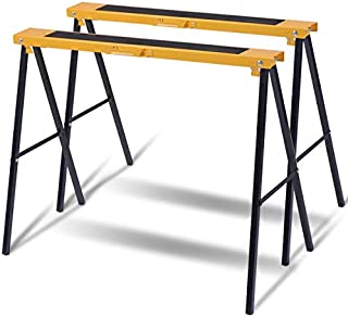 Goplus 2-Pack Sawhorse Pair Folding Metal Stands, Heavy Duty Fully Assembled Saw Horses, Portable Foldable Legs Stands Twin Pack, 275 lb Weight Capacity Each