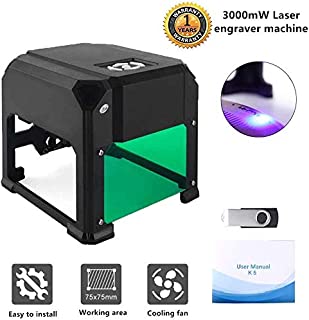 Laser Engraving Machine,Titoe 3000mW Mini Desktop Laser Printer Wood Engraver Machine Working Area 75X75mm for DIY Logo Marking 