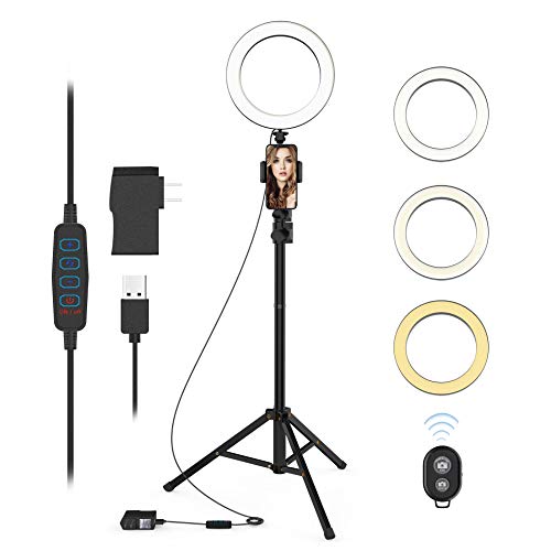 Selfie Ring Light with Tripod Stand and Phone Holder LED Circle Lights Halo Lighting for Make Up Live Steaming Photo Photography Vlogging Video