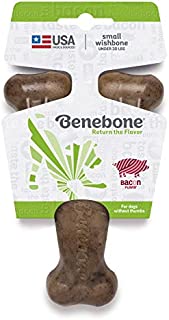 Benebone Wishbone Durable Dog Chew Toy for Aggressive Chewers, Made in USA, Small, Real Bacon Flavor