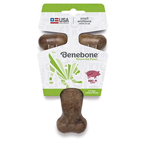 Benebone Wishbone Durable Dog Chew Toy for Aggressive Chewers, Made in USA, Small, Real Bacon Flavor