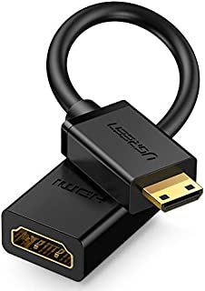 UGREEN Mini HDMI Adapter Mini HDMI to HDMI Female Cable Adapter 4K Compatible for Raspberry Pi Zero W, DSLR Camera, Camcorder, Graphics Video Card, Laptop, Pico Projector, Tablet, 8 Inch