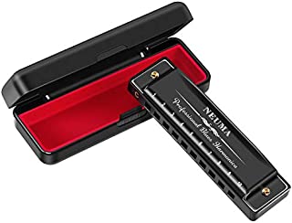 NEUMA Harmonica 10 Holes 20 Tunes Mouth Organ Blues Deluxe Harmonica, Key of C Major for Beginner, Adults, Kids Gift, Professional with Case and Cleaning Cloth, Black