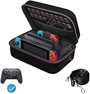 Carrying Storage Case for Nintendo Switch, iVoler PortableTravel All Protective Hard Messenger Bag Soft Lining 18 Games for Switch Console Pro Controller & Accessories Black