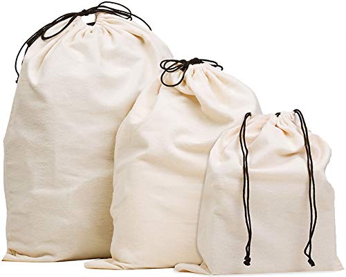 Misslo Set of 3 Cotton Breathable Dust-proof Drawstring Storage Pouch Bag