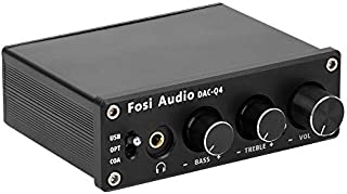 Fosi Audio Q4 - Mini Stereo Gaming DAC & Headphone Amplifier, 24-Bit/192 KHz USB/Optical/Coaxial to RCA AUX, Digital-to-Analog Audio Converter Adapter for Home/Desktop Powered/Active Speakers - Black