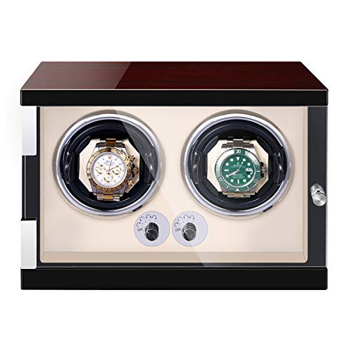 JQUEEN Watch Winder for 2 Automatic Watches,Quite Japanese Motor with LED Illumination