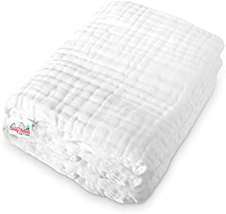 Coney Island Cotton | Warm, Soft & Fluffy Muslin 6 Layer Multi Use Baby Towel & Blanket | Super Absorbent, All-Natural Material & Antibacterial | 45 x 45 Inch | Large White