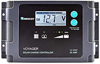 Renogy Voyager 20A Negative-Ground PWM Waterproof Solar Charge Controller, with LCD Display and LED Bar