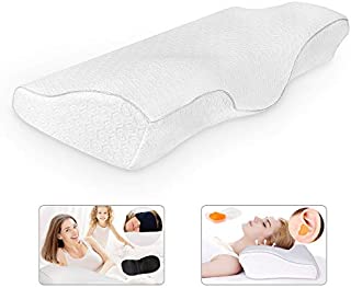 TFS Cervical Memory Foam Pillow - Sleeping Contour Ergonomic Orthopedic Pillows for Neck Support Shoulder Pain-Chiropractic Pillow for Side/Back/Stomach Sleepers with Pillowcase/Eye Mask/Earplugs