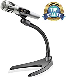 Pyle Desktop Microphone Stand - Universal Tabletop Mic Holder w/ Flexible 8.2'' Inch Gooseneck Mount and Solid U Shape Base - Perfect for Table Desk or Counter - PMKS8