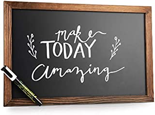 Wood Framed Magnetic Chalkboard Sign: 11x17 Inch Rustic Wall Hanging Blackboard Signs - Decorative Bulletin Board Chalkboards Perfect for a Kitchen Menu or Wedding Includes Chalk Marker and 2 Magnets