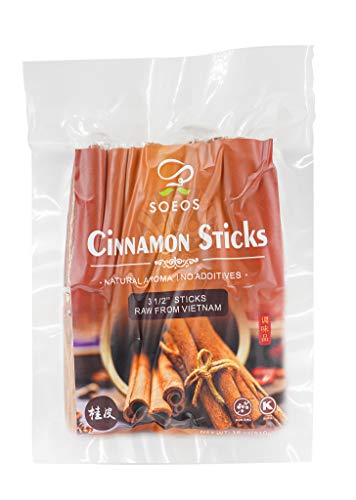 Soeos Cinnamon Sticks (18 oz), 3.5 Inches Length, Strong Aroma, Perfect for Baking, Cooking & Berages, Non-GMO, Kosher Certified, Vietnamese Cinnamon Bulk, Vaccum Packaged Premium Quality.