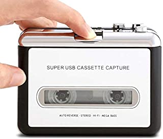 Retround Cassette Player Portable Walkman Cassette Tape Player Tape Converter to MP3/WAV/CD via USB, with Earphones Compatible with Laptops and PC