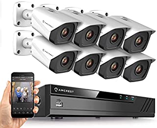 Amcrest 4K Security Camera System w/ 4K (8MP) 8CH PoE NVR, (8) x 4K (8-Megapixel) IP67 Weatherproof Metal Bullet POE IP Cameras (3840x2160), Hard Drive Not Included, NV4108E-IP8M-2496EW8 (White)