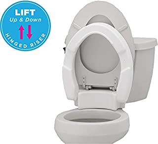 NOVA Hinged Toilet Seat Riser, Lift Up and Down Raised Toilet Seat (For Under Seat), For Elongated Seat