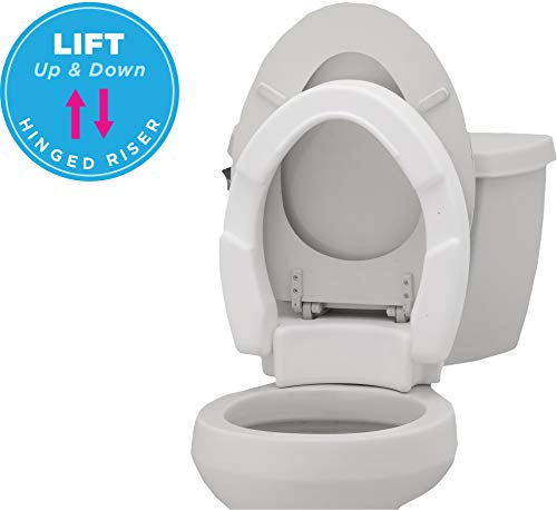 NOVA Hinged Toilet Seat Riser, Lift Up and Down Raised Toilet Seat (For Under Seat), For Elongated Seat