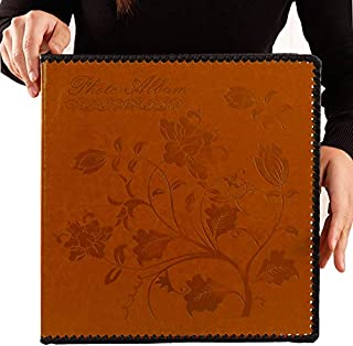 Totocan Photo Album Self Adhesive, Huge Magnetic Self-Stick Page Picture Album with Leather Vintage Inspired Cover, Hand Made DIY Albums Holds 3X5, 4X6, 5X7, 6X8, 8X10 Photos (Brown 80 Pages)