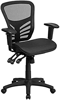 Flash Furniture Mid-Back Transparent Black Mesh Multifunction Executive Swivel Ergonomic Office Chair with Adjustable Arms