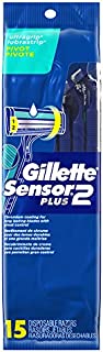 Gillette Sensor2 Plus Pivoting Head Disposable Razors for Men, 15 Count