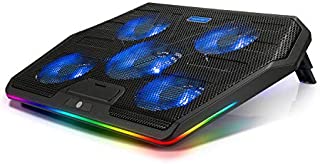 TECKNET RGB Laptop Cooling Pad Cooler for 15.6-17 Inch Laptop with 5 Quiet Fans and Touch Control, 2 USB Port