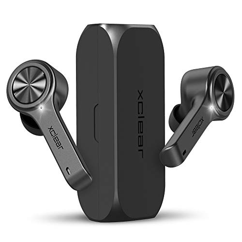 XClear Wireless Earbuds with Immersive Sounds True 5.0 Bluetooth in-Ear Headphones with Charging Case/Quick-Pairing Stereo Calls/Built-in Microphones/IPX5 Sweatproof/Pumping Bass for Sports Black