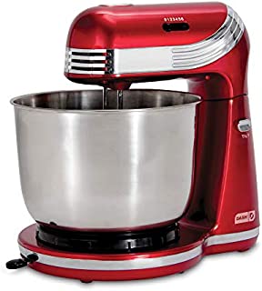 Dash Stand Mixer (Electric Mixer for Everyday Use): 6 Speed Stand Mixer with 3 qt Stainless Steel Mixing Bowl, Dough Hooks & Mixer Beaters for Dressings, Frosting, Meringues & More - Red