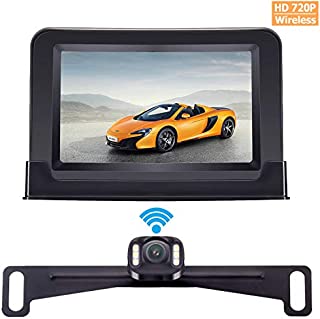 Amtifo Wireless Backup Camera For Cars,SUVs,MiniVans,Pickups,4.3 Inch Monitor Reversing System With Adjustable Rear/Front View Camera Super Night Vision,Guide Lines On/Off,IP69 Waterproof