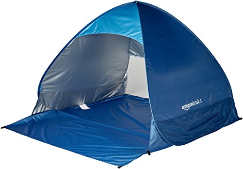 AmazonBasics Pop-up Beach Tent Sun Shade Shelter - 65 x 58.9 x 43.5 Inches, Blue