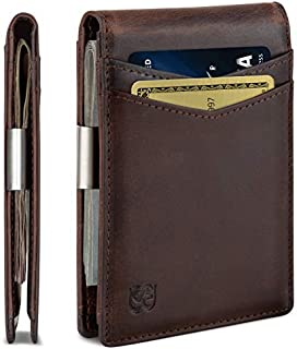 SERMAN BRANDS Money Clip Wallet - Mens Wallets slim Front Pocket RFID Blocking Card Holder Minimalist Mini Bifold (Texas Brown Transformer)