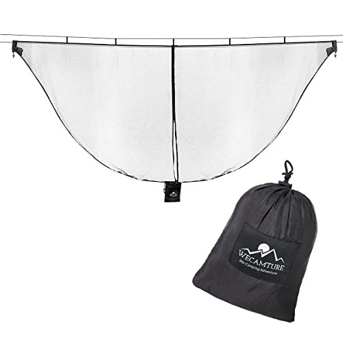 Wecamture Hammock Bug Mosquito Net XL 11x4.6FT No-See-Ums Polyester Fabric for 360 Degree Protection Dual Sided Diagonal Zipper for Easy Access Fits All Hammocks