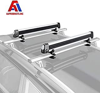 AA Products 33'' Aluminum Universal Ski Roof Rack Fits 6 Pairs Skis or 4 Snowboards, Ski Roof Carrier Fit Most Vehicles Equipped Cross Bars